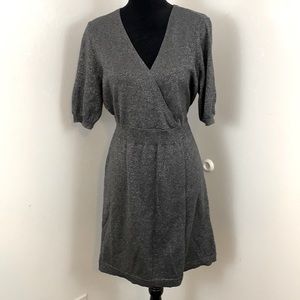 Liz Claiborne Gray and silver thread mock crossover dress. Extra large. Like new